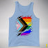 LGBTQ Progress Pride Flag Ripped Reveal Premium Tank Top - Blue Triblend